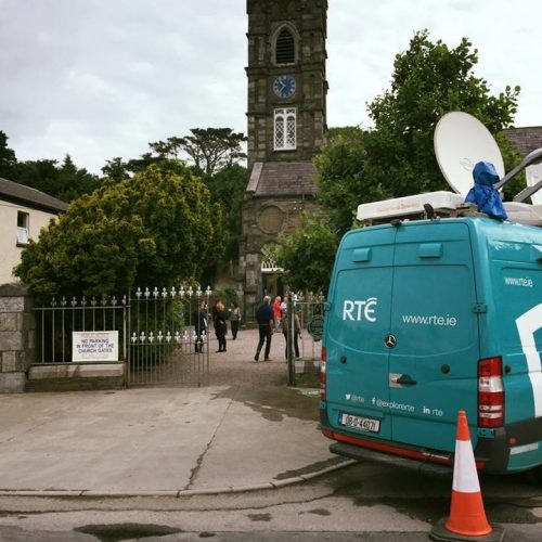 RTE van at St Brendan’s Church