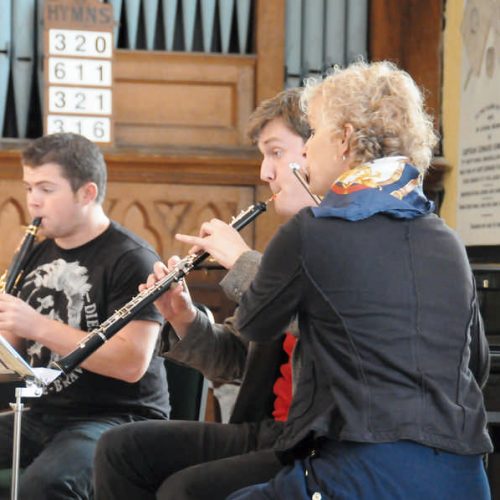 Ashildur Haraldsdottir and others in church