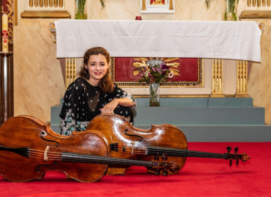 Cellist Anastasia Kobekina prepares for her concert in the Chapel of the Centre Culturel Irlandais, Paris