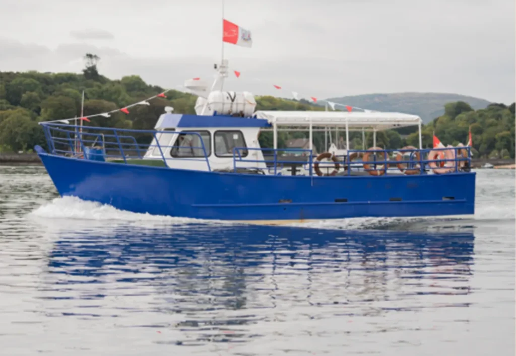 Blue boat in water