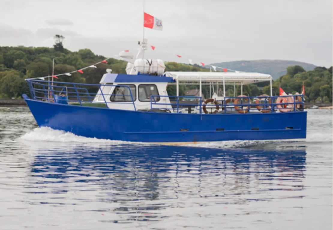 Blue boat in water