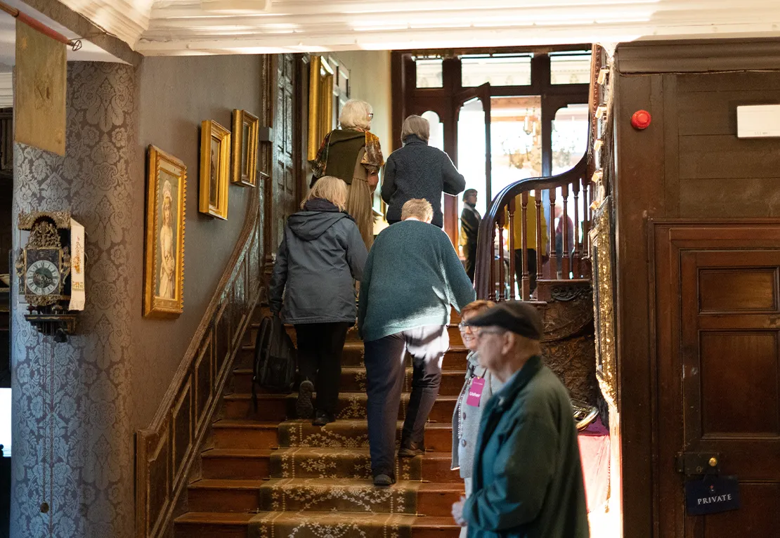 Group walking up stairs