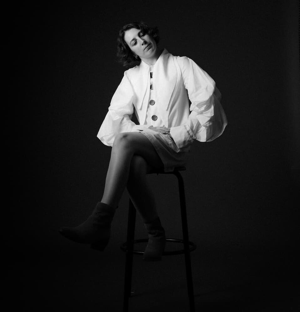 black and white image of Eve Clague