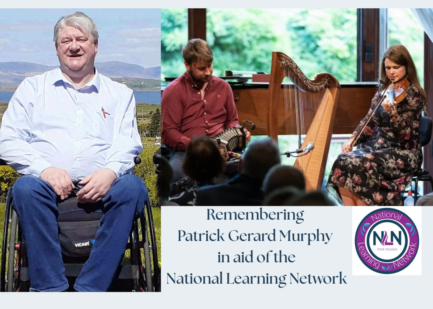 Photos of the late Pat Ger Murphy and musicians Francis and Eimear Coughlan
